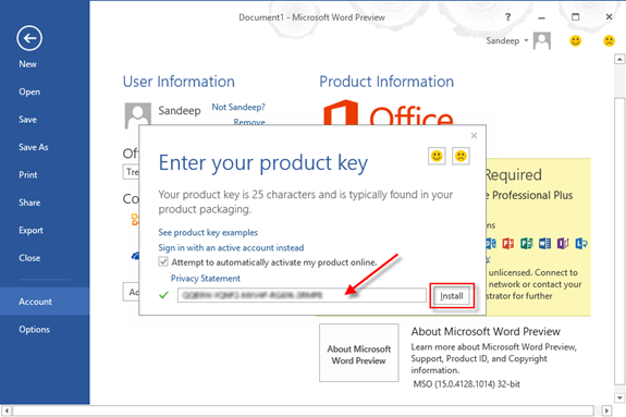 serial key for microsoft project professional 2016